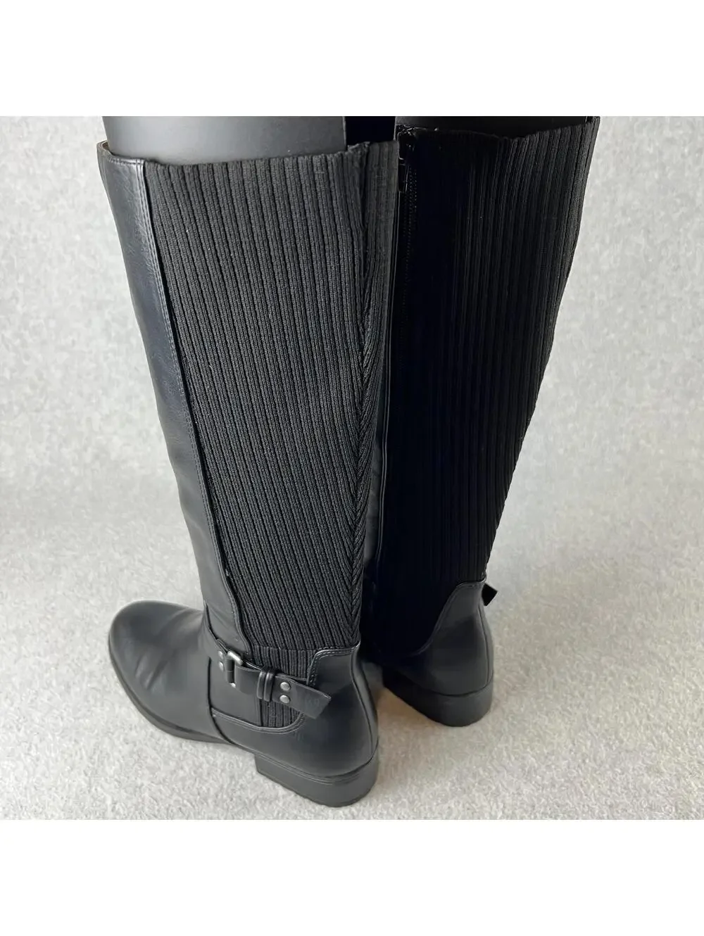 Women Boots Size 6.5 Life Stride Faux Leather Comfort Sole Black